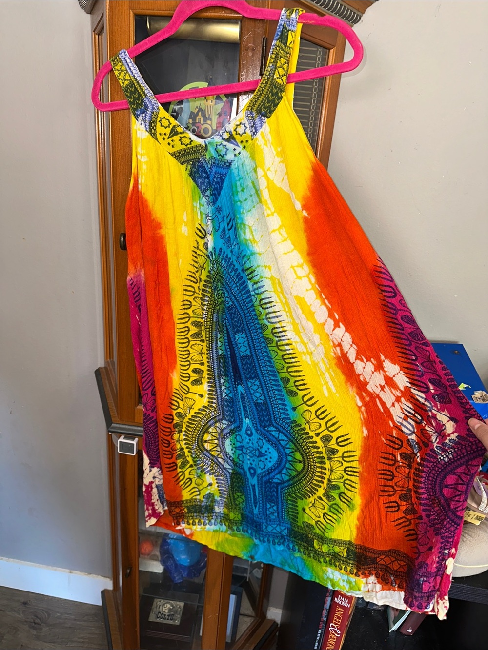 Ingear Multicolor Tie-Dye Halter Dress - Yellow, Orange, Blue, Pink